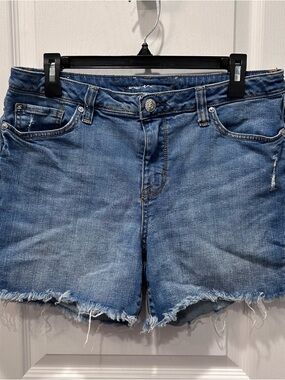 Seven7 Women's Medium Wash Denim Jean Size 10 Cutoff Distressed Shorts